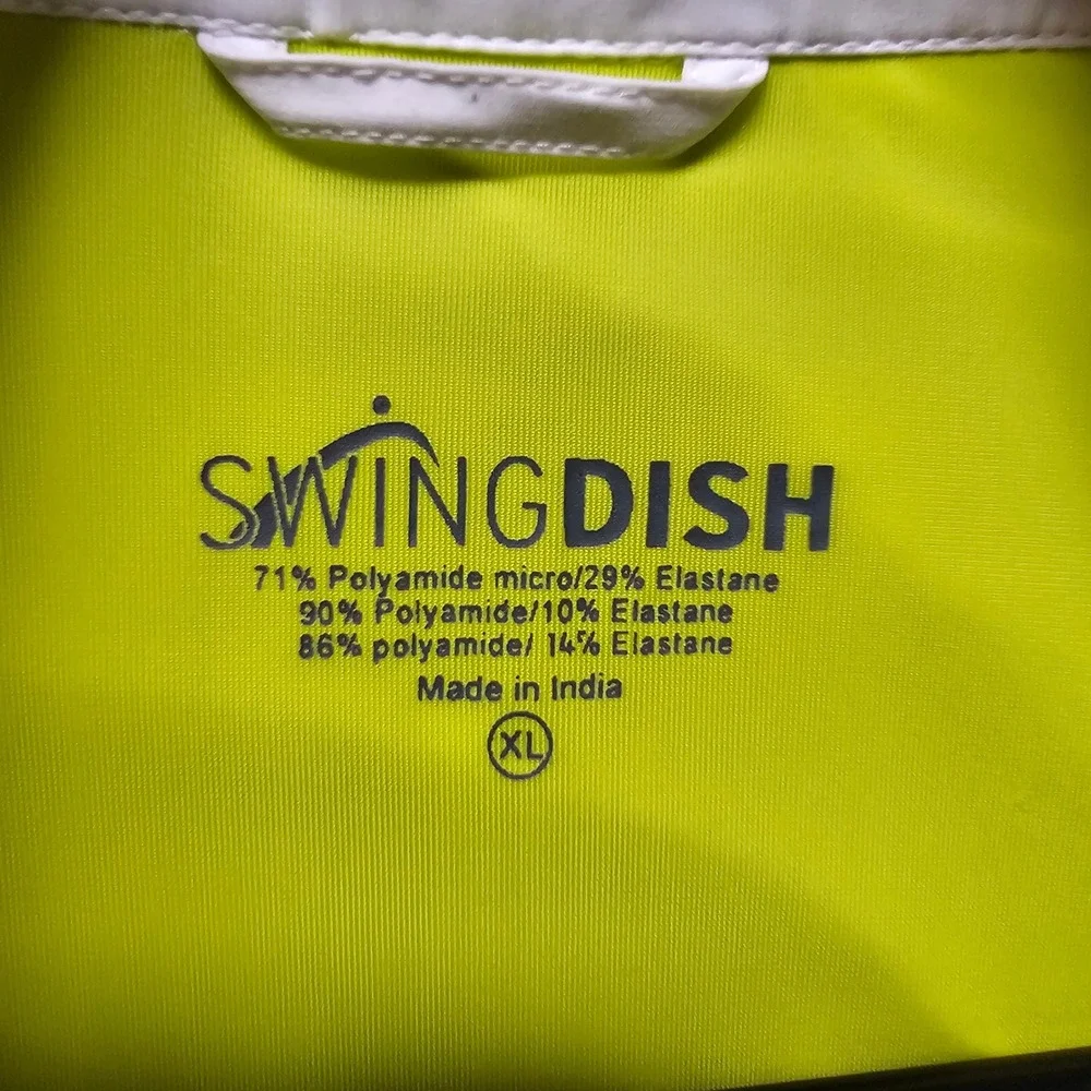 SwingDish Womens Golf‎ Jacket White Neon Yellow JOO1-01 Ruched Full Zip XL